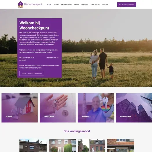 Screenshot van de website van www.wooncheckpunt.eu