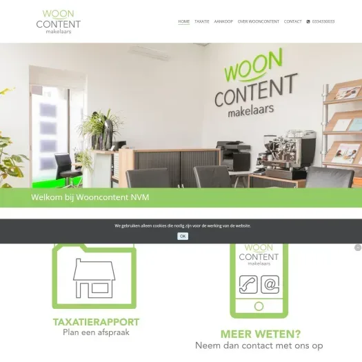 Screenshot of the website of www.wooncontent.nl