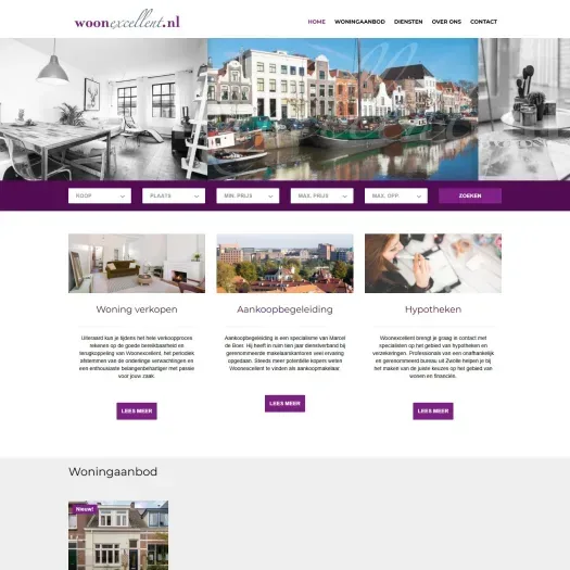 Screenshot van de website van www.woonexcellent.nl