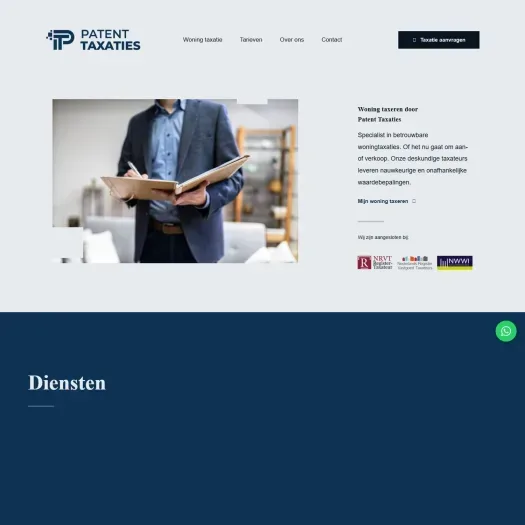 Screenshot van de website van www.patentvastgoed.nl