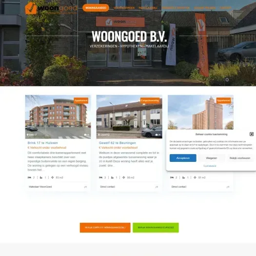Screenshot van de website van www.woon-goed.nl