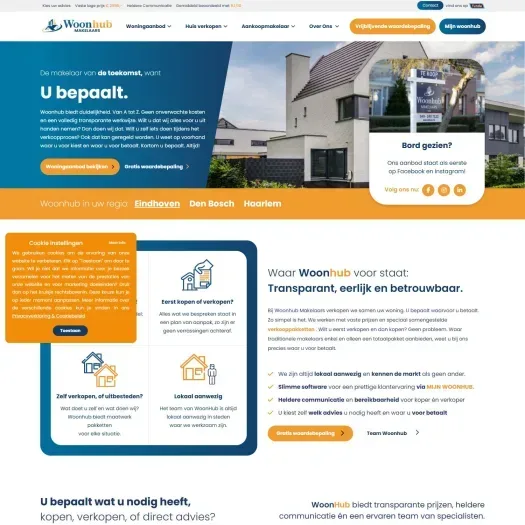 Screenshot of the website of www.woonhub.nl