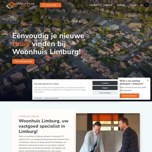 Screenshot van de website van www.woonhuislimburg.nl