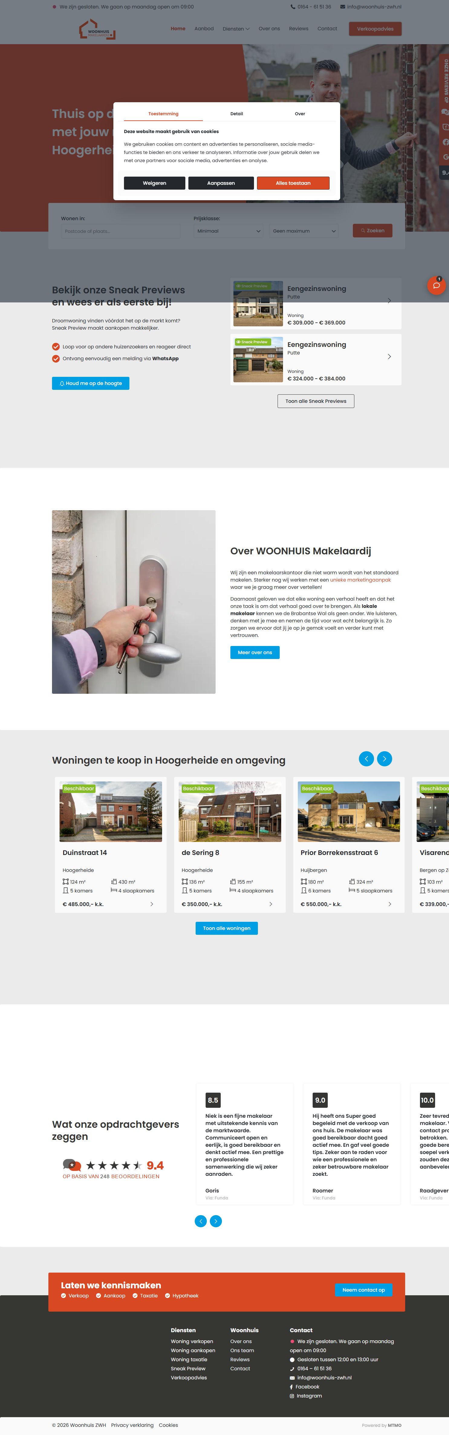 Screenshot der Website von www.woonhuis-zwh.nl