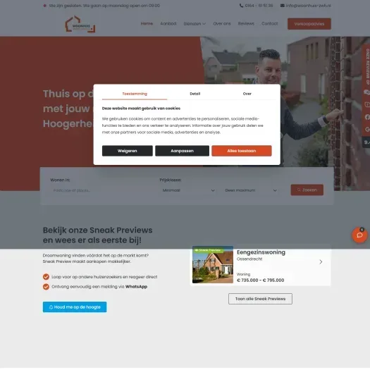 Screenshot der Website von www.woonhuis-zwh.nl
