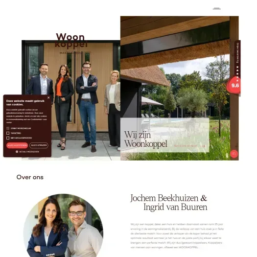 Screenshot van de website van www.woonkoppel.nl