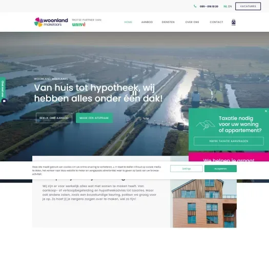 Screenshot of the website of woonlandmakelaars.nl