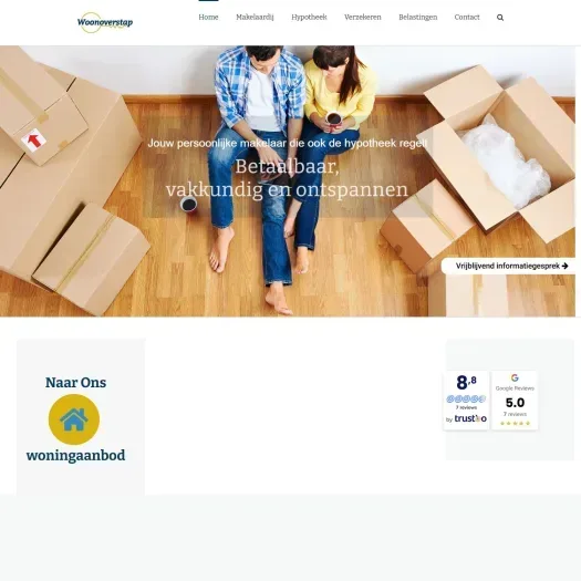 Screenshot van de website van woonoverstap.nl