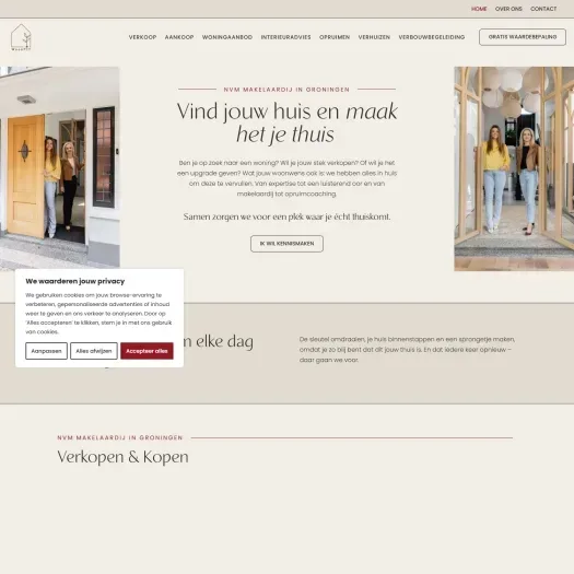 Screenshot van de website van www.woonpit.nl