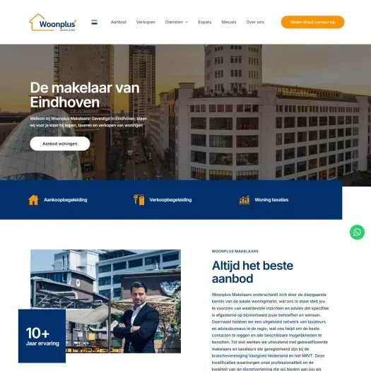 Screenshot of the website of www.woonplusmakelaars.nl