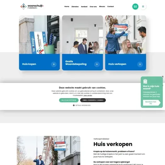 Screenshot van de website van www.woonschuijt.nl