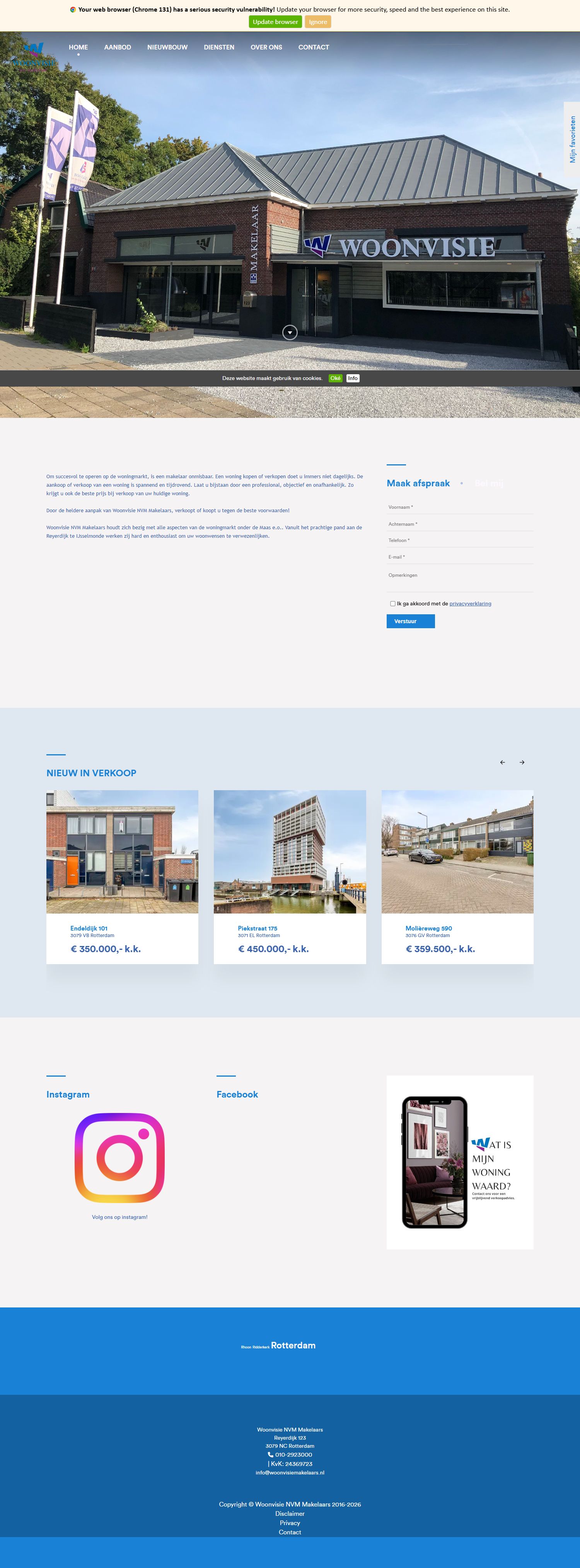 Screenshot of the website of www.woonvisiemakelaars.nl