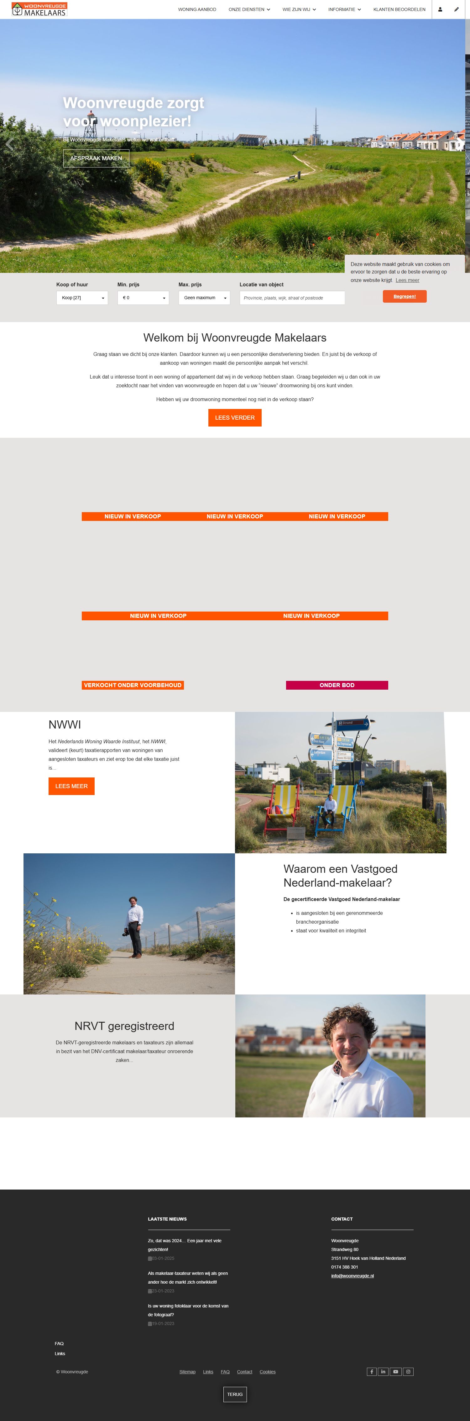 Screenshot of the website of www.woonvreugde.nl