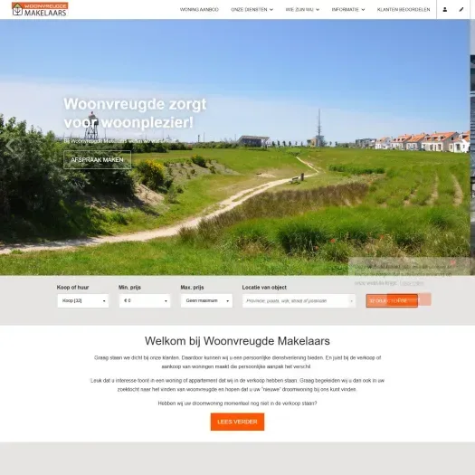 Screenshot of the website of www.woonvreugde.nl