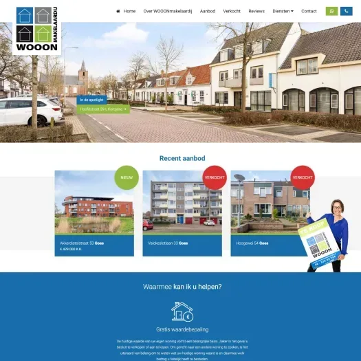 Screenshot van de website van www.wooonmakelaardij.nl