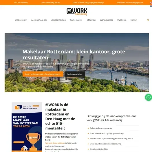 Screenshot van de website van www.workmakelaardij.nl