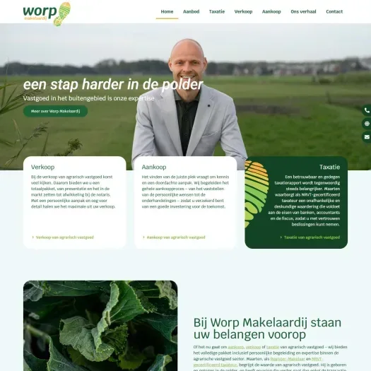 Screenshot van de website van www.worpmakelaardij.nl