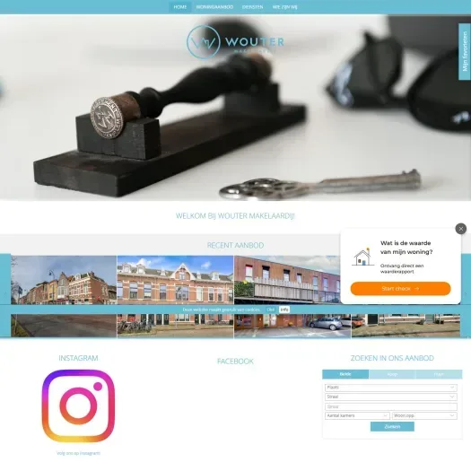 Screenshot of the website of www.woutermakelaardij.nl