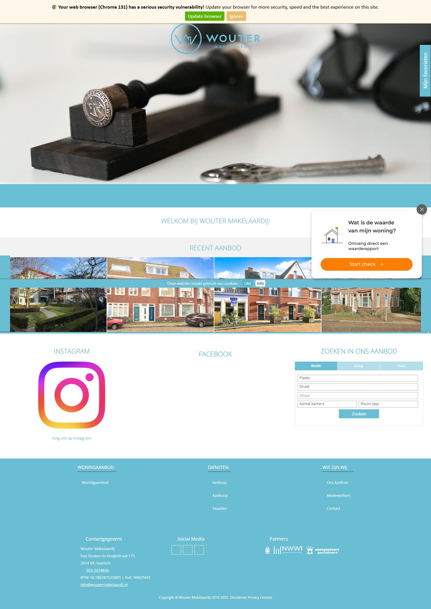 Screenshot of the website of www.woutermakelaardij.nl