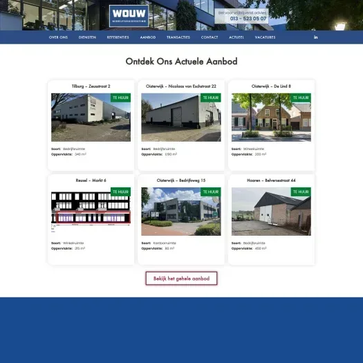 Screenshot van de website van www.wouwbedrijfshuisvesting.nl