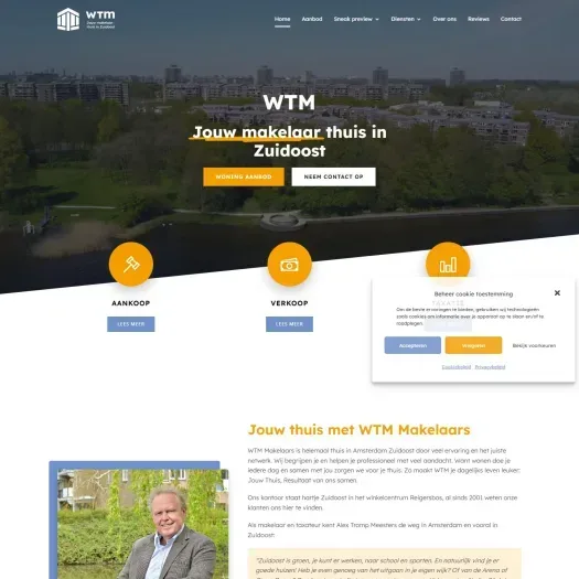 Screenshot of the website of www.wtm.nl