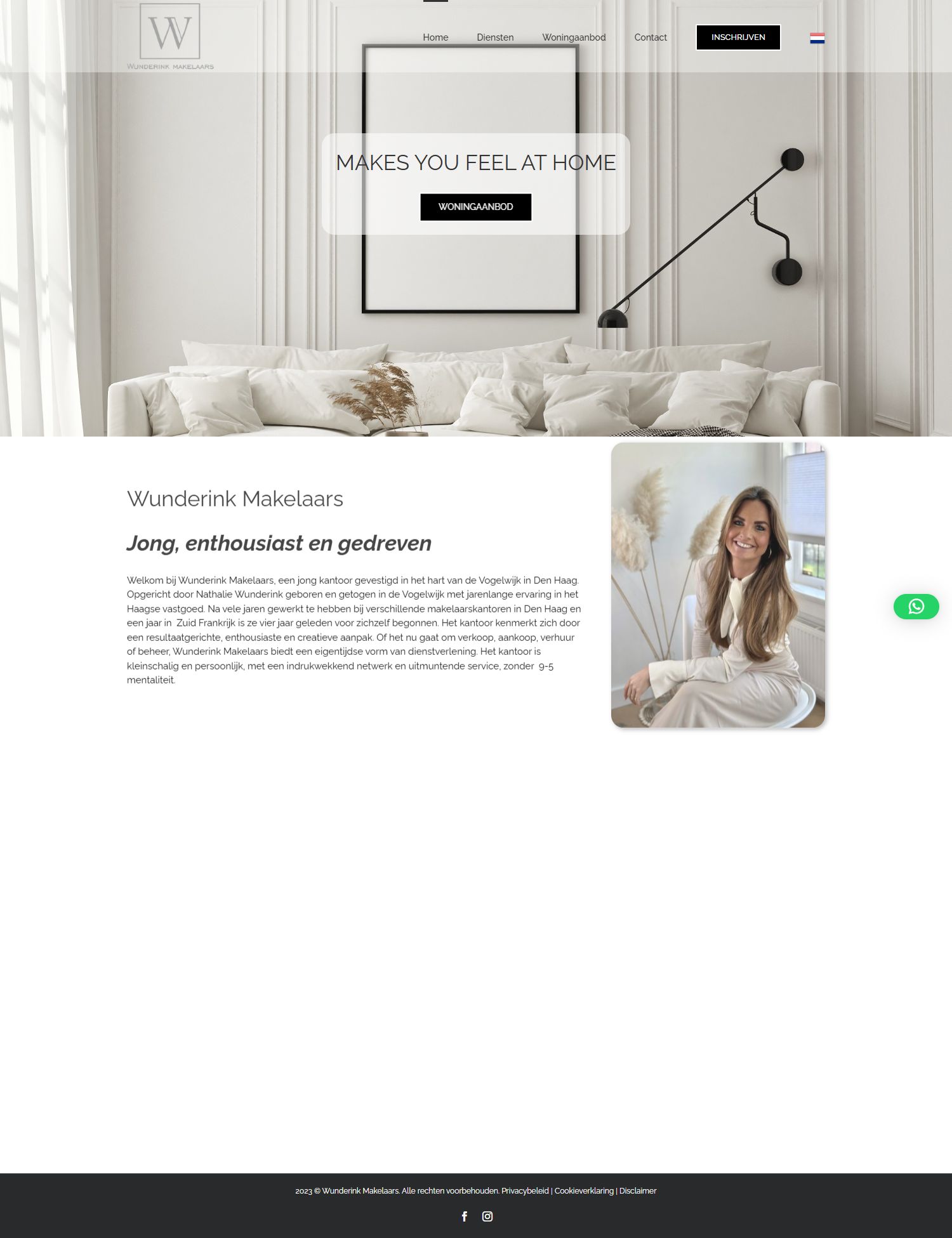 Screenshot van de website van www.wunderinkmakelaars.nl