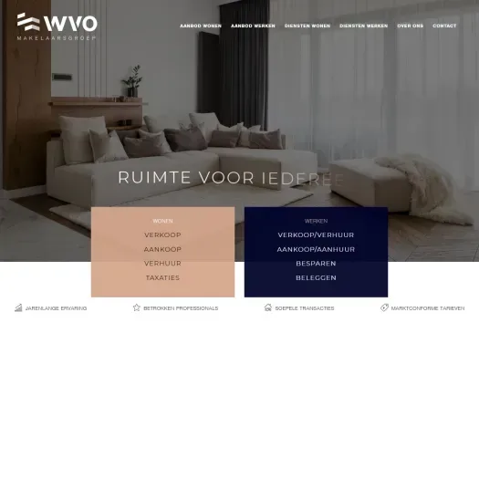 Screenshot van de website van www.wvo.nl