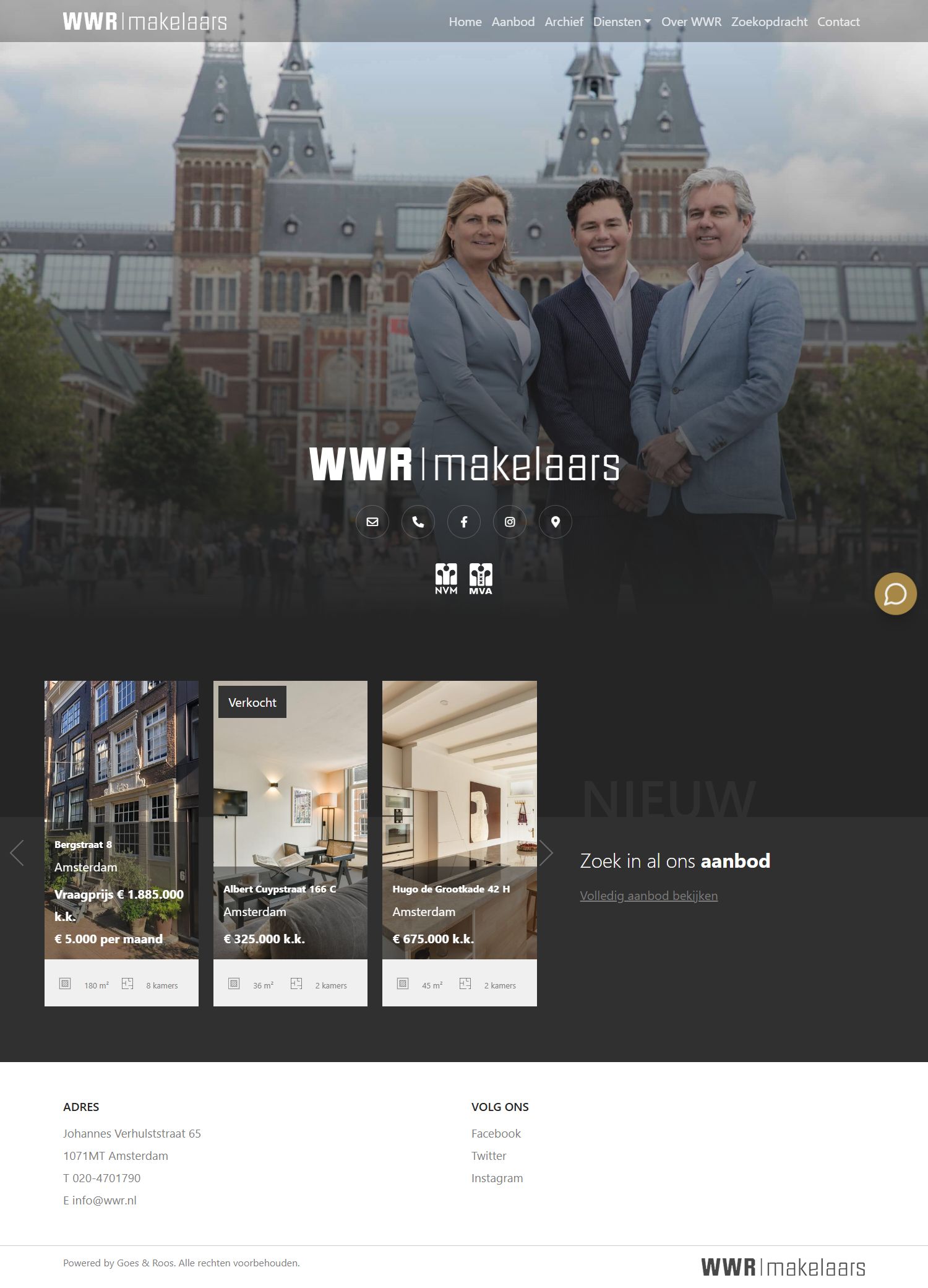 Screenshot van de website van www.wwr.nl
