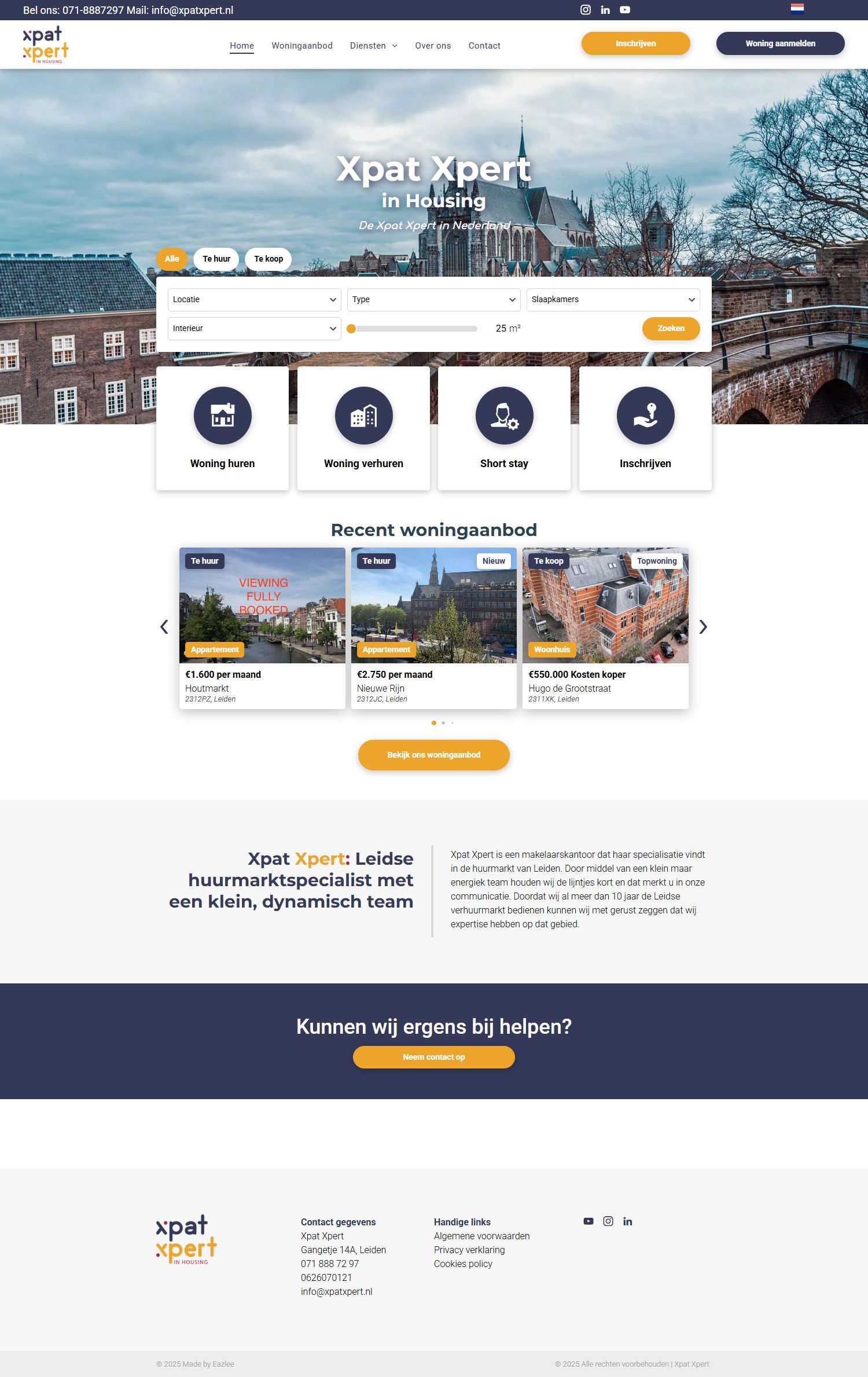 Screenshot van de website van www.xpatxpert.nl