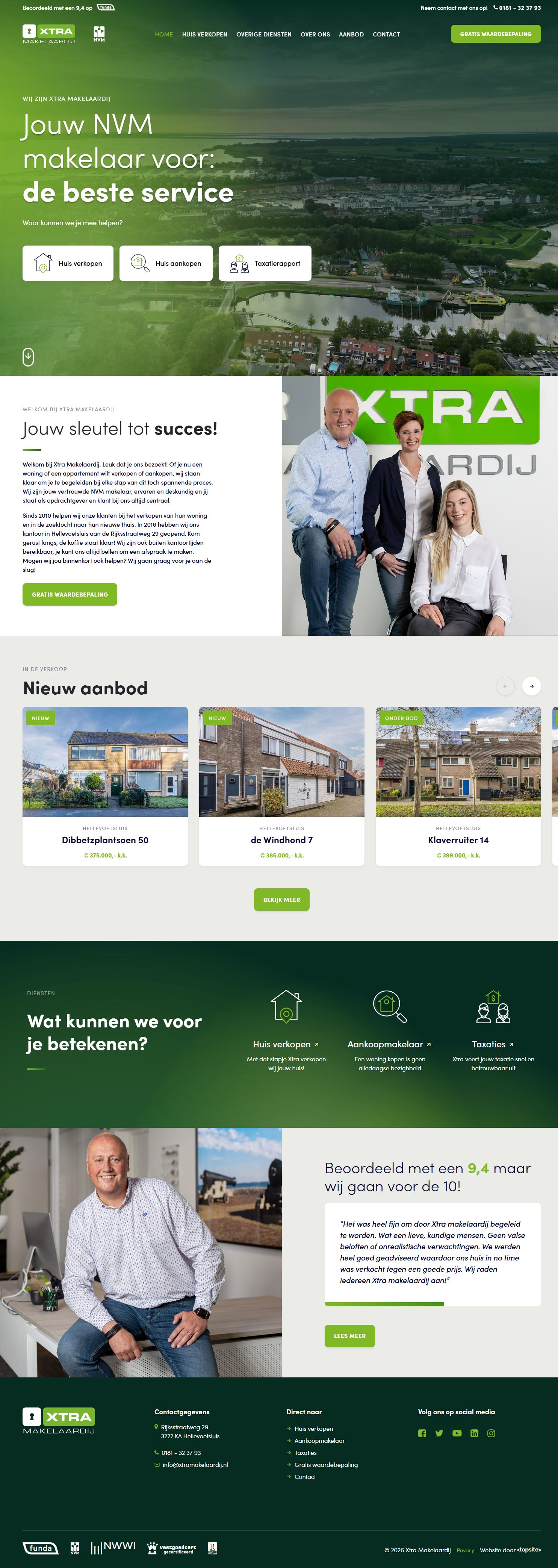 Screenshot der Website von www.xtramakelaardij.nl