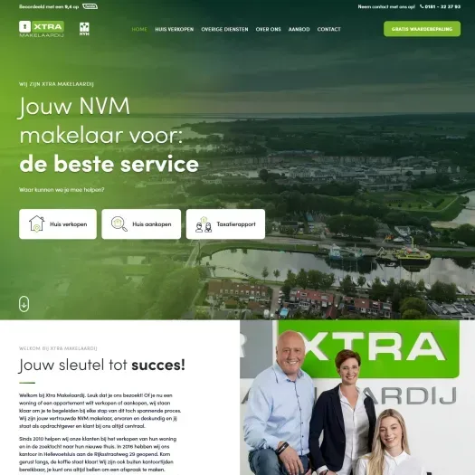 Screenshot van de website van www.xtramakelaardij.nl
