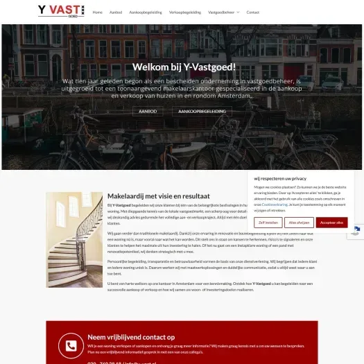 Screenshot of the website of www.y-vast.nl