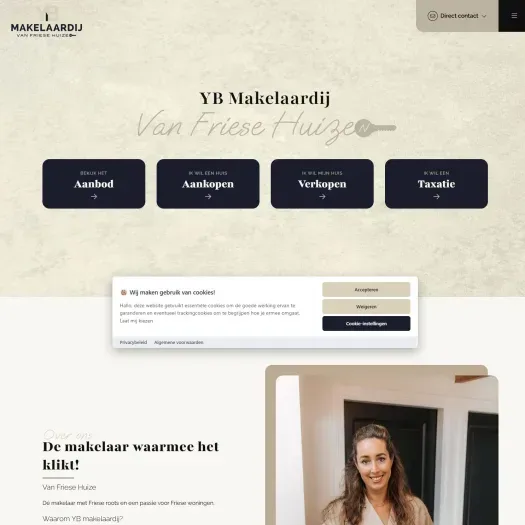 Screenshot van de website van www.ybmakelaardij.nl