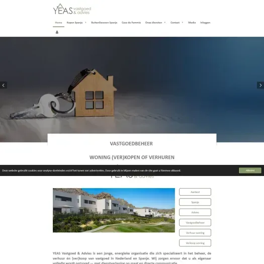 Screenshot of the website of www.yeas-vastgoed.nl