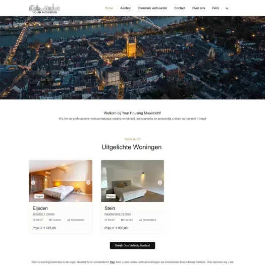 Screenshot van de website van www.yourhousing.nl