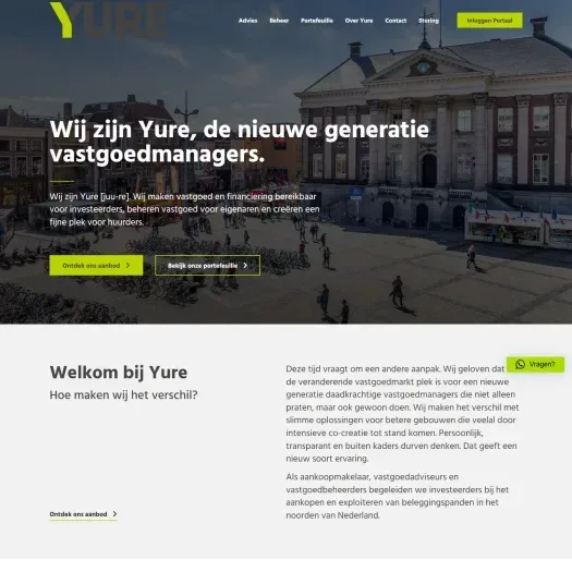 Screenshot van de website van yure.nl