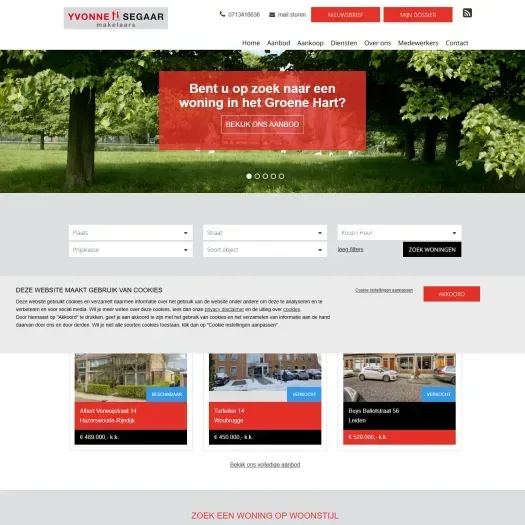 Screenshot van de website van www.yvonnesegaar.nl