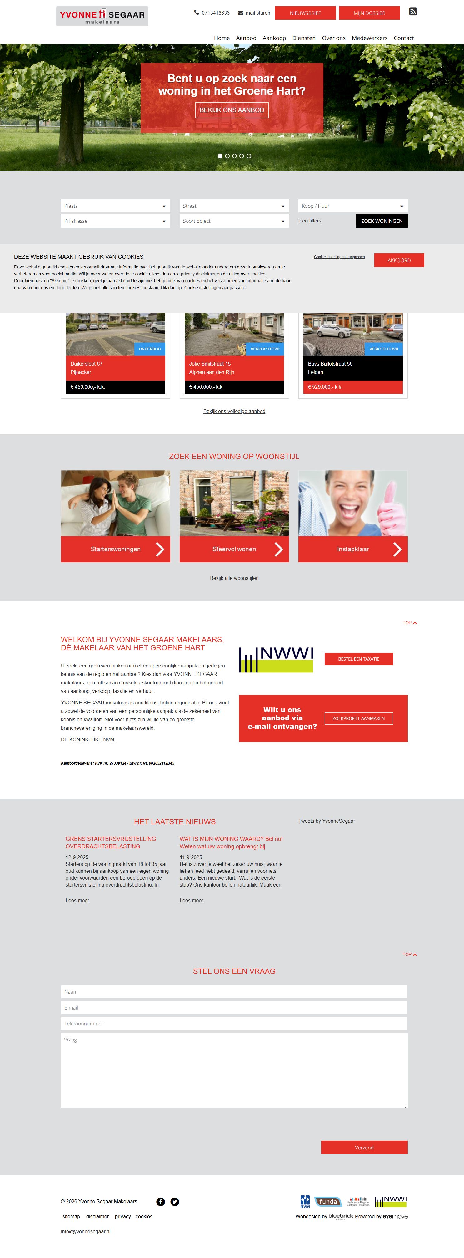 Screenshot of the website of www.yvonnesegaar.nl