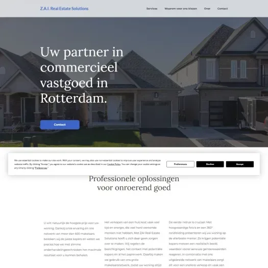 Screenshot van de website van zai-real-estate-solutions.nl