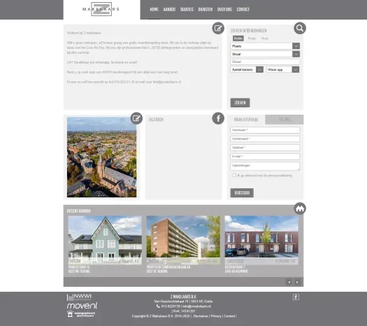 Screenshot of the website of www.zmakelaars.nl