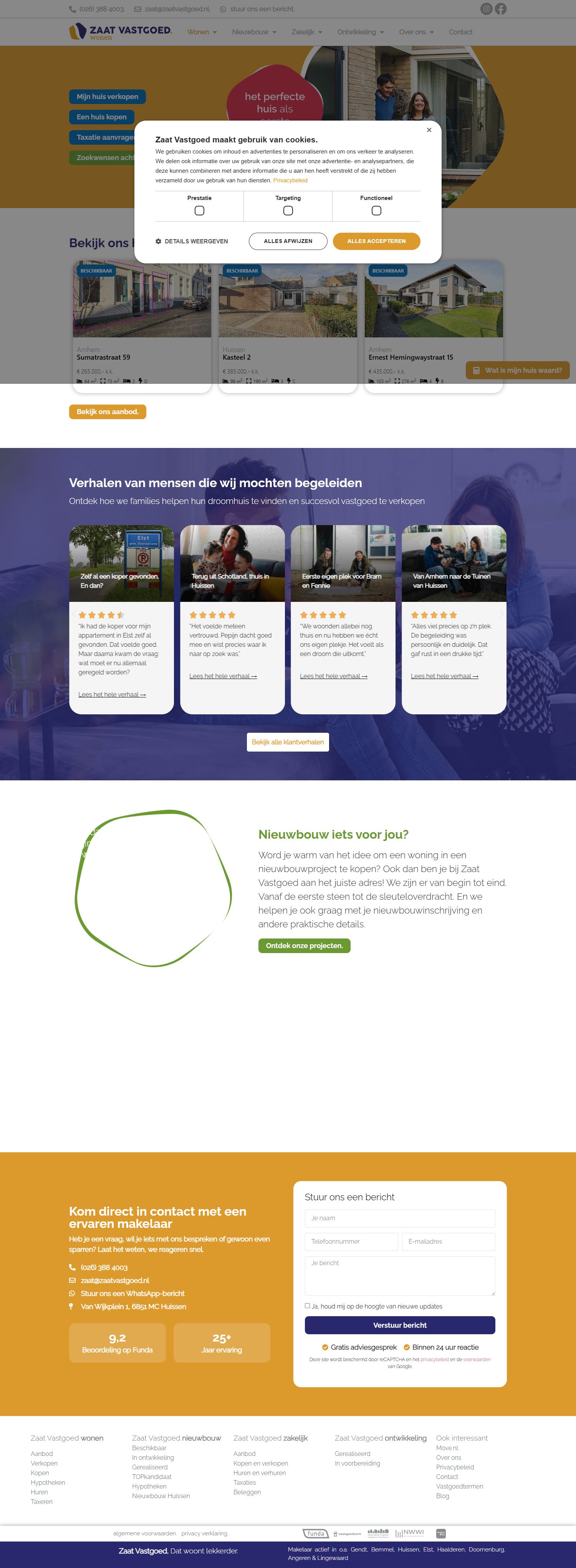Screenshot der Website von www.zaatvastgoed.nl