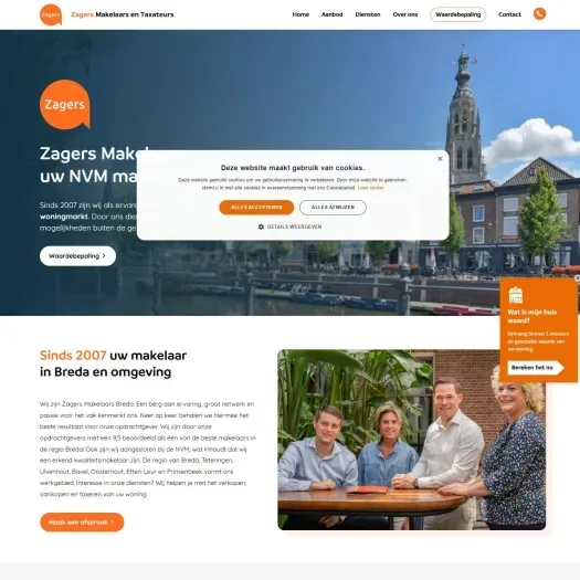 Screenshot van de website van www.zagers.nl