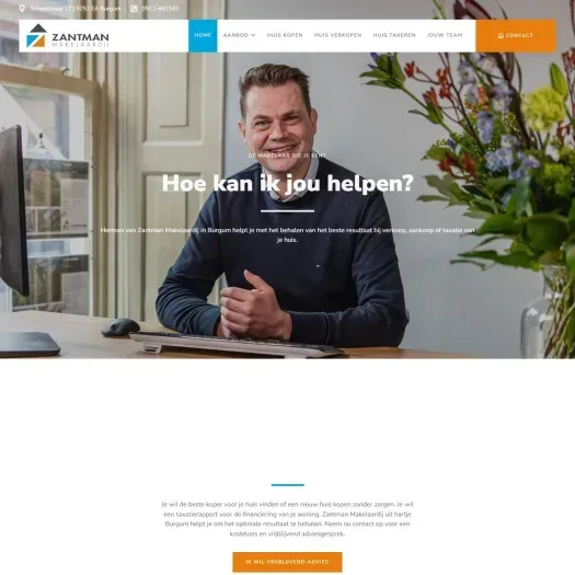 Screenshot der Website von www.zantman-makelaardij.nl