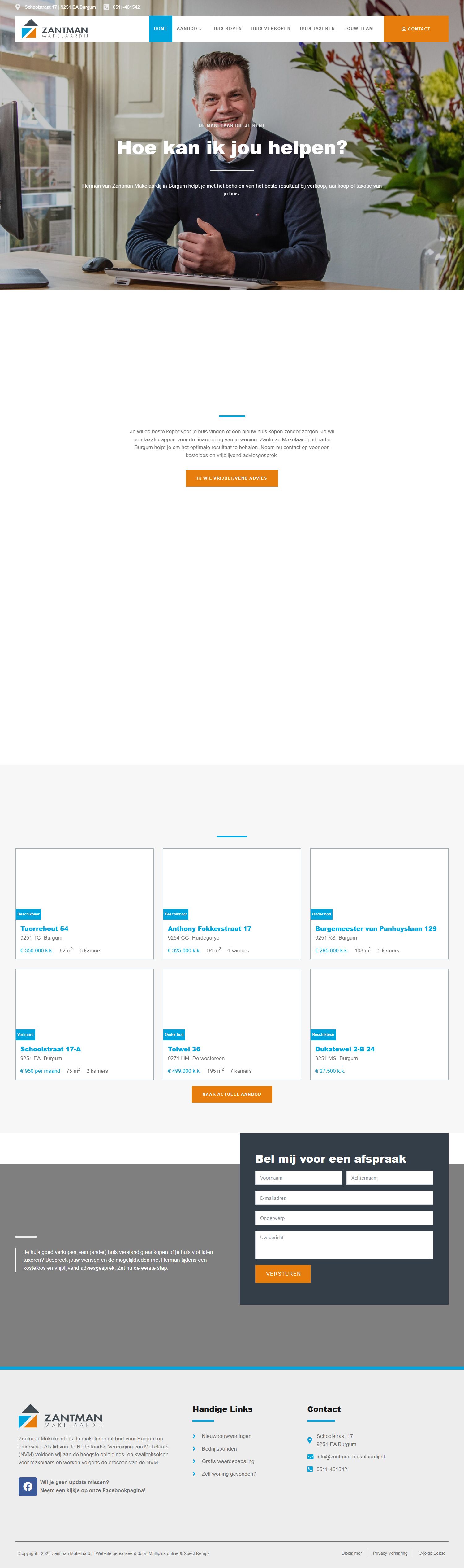 Screenshot der Website von www.zantman-makelaardij.nl