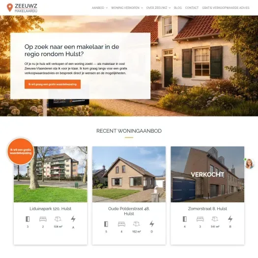 Screenshot van de website van www.zeeuwzmakelaardij.nl