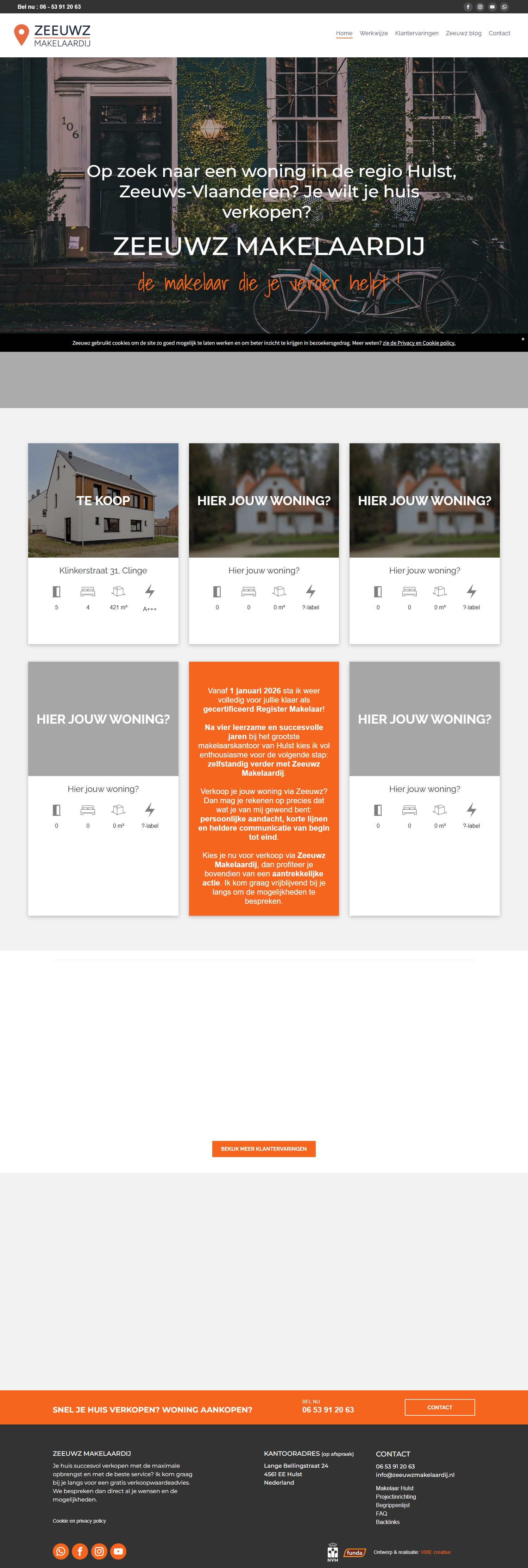 Screenshot of the website of www.zeeuwzmakelaardij.nl