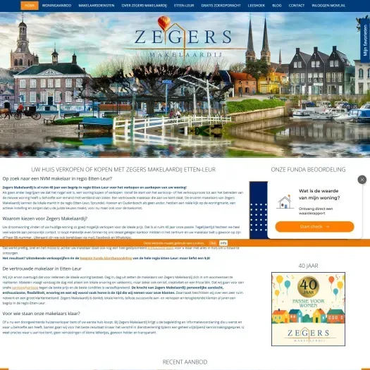 Screenshot der Website von www.zegersmakelaardij.nl