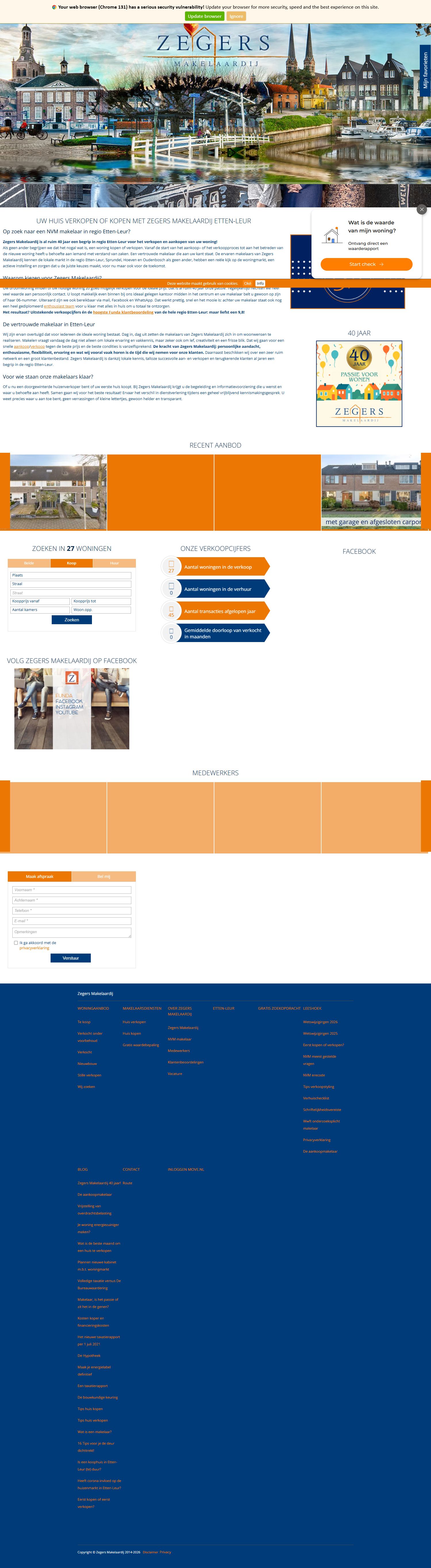 Screenshot der Website von www.zegersmakelaardij.nl