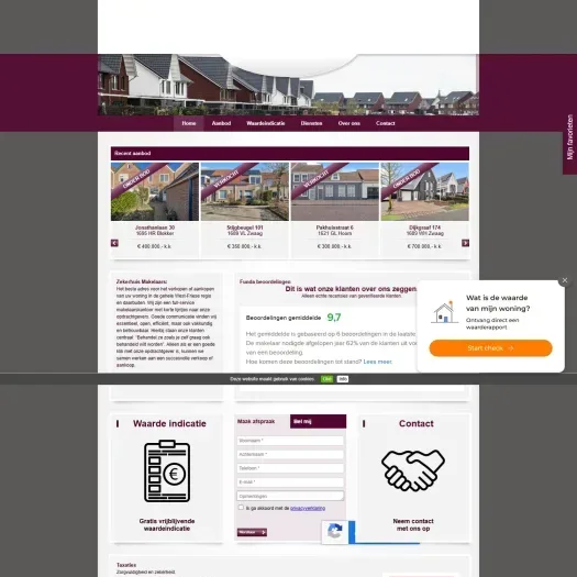 Screenshot van de website van www.zekerhuismakelaars.nl