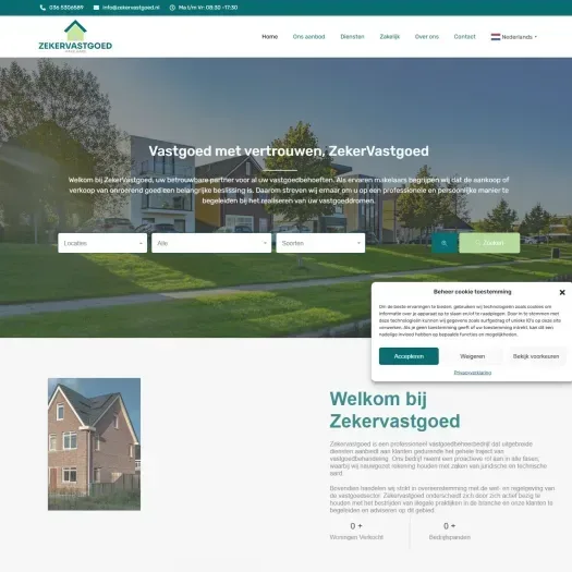 Screenshot of the website of www.zekervastgoed.nl